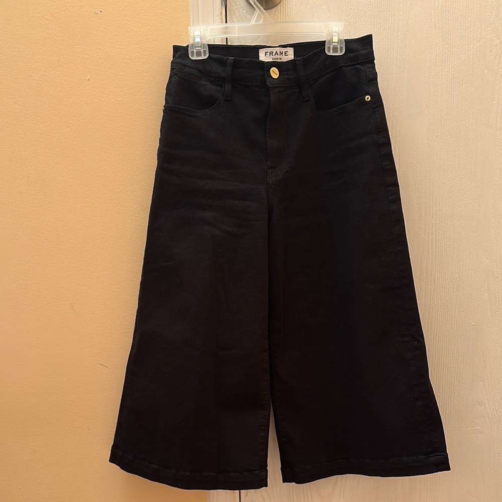 Frame Denim Women's Black Wide-Leg Jeans